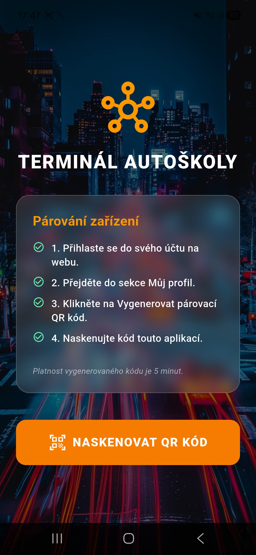 QR párování instruktora